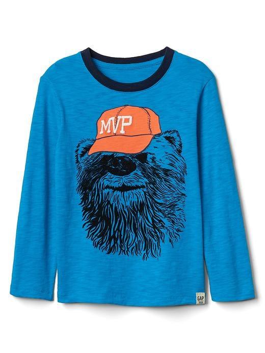 Gap Graphic Long Sleeve Slub Tee - Dynamic Blue
