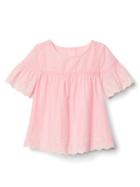 Gap Embroidery Bell Sleeve Top - Pink Cameo