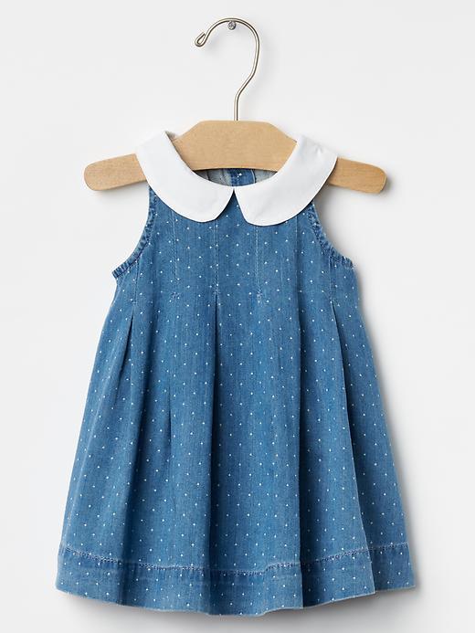 Gap 1969 Round Collar Chambray Dress - Chambray Dot