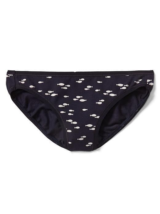 Gap Women Stretch Cotton Low Rise Bikini - Tiny Fish Dark Indigo