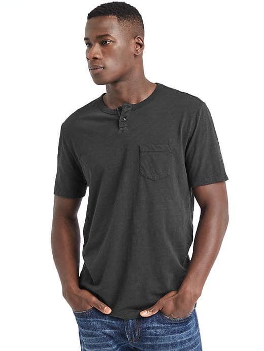 Gap Women Slub Jersey Pocket Henley - Moonless Night