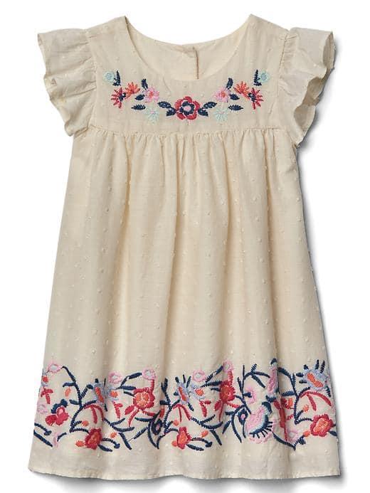 Gap Embroidery Flutter Dress - Ivory Frost