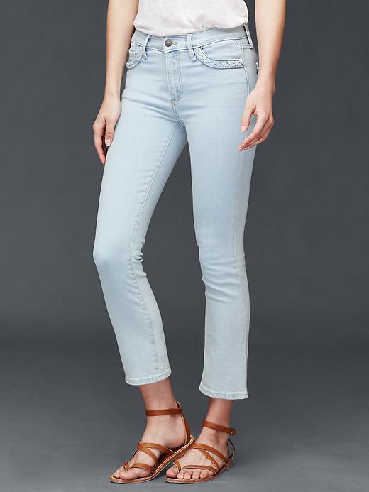Gap Women Authentic 1969 Braid Crop Kick Jeans - Light Indigo