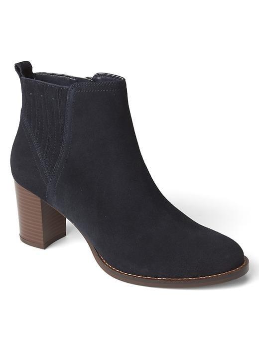 Gap Women Suede Heel Ankle Booties - Navy