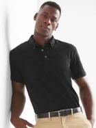 Gap Women Button Down Collar Pique Slim Fit Polo - True Black