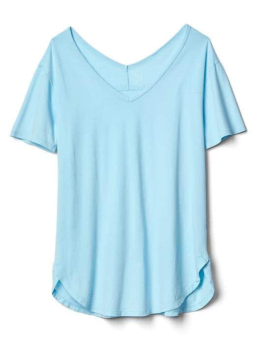 Gap Women Short Sleeve V Neck Vintage Wash Tee - Dockside Blue