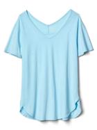 Gap Women Short Sleeve V Neck Vintage Wash Tee - Dockside Blue