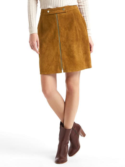 Gap Women Suede Zip Skirt - Camel