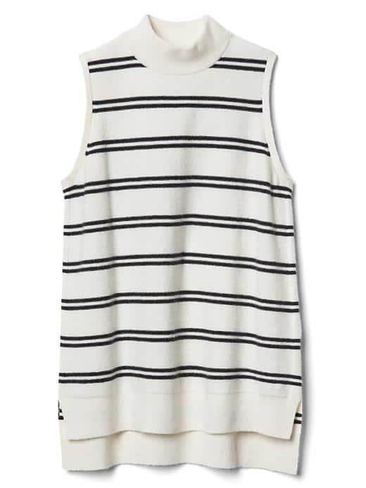 Gap Women Stripe Mockneck Sweater Tank - White Stripe