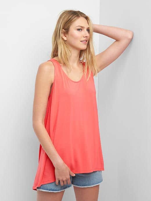 Gap Women Slouchy Scoop Neck Tank - Fresh Coral