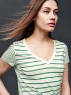 Gap Vintage Wash V Neck Stripe Tee - Rose Leaf