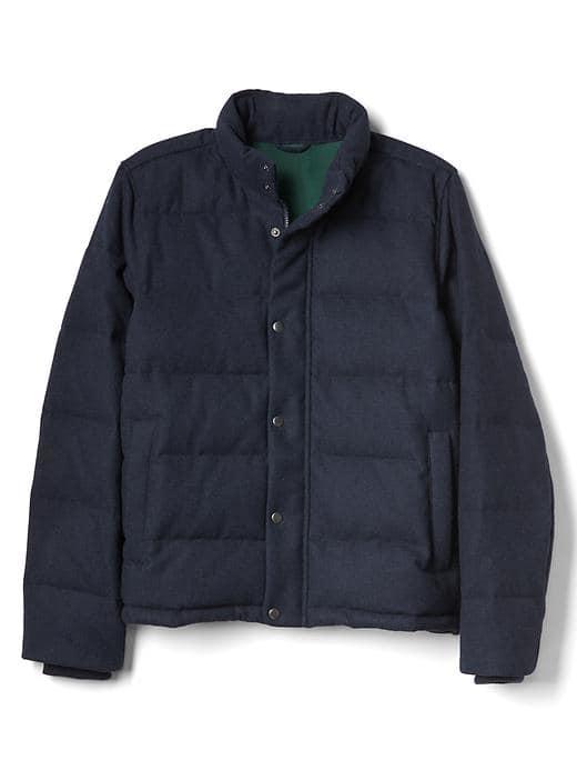Gap Men Coldcontrol Max Wool Blend Puffer Jacket - Navy Heather