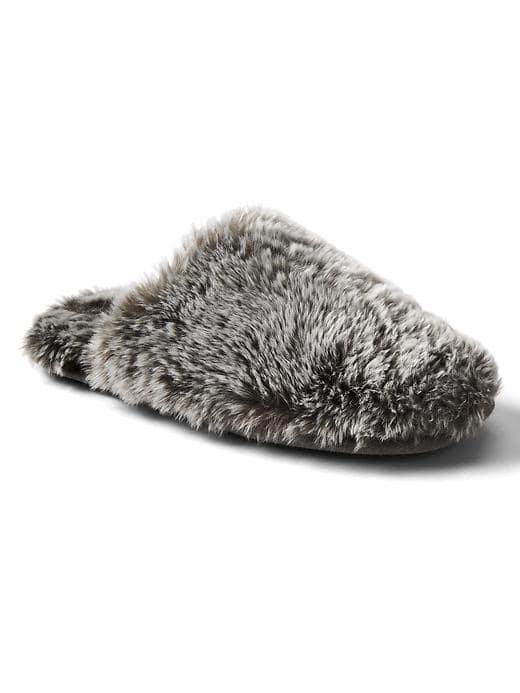 Gap Women Faux Fur Slippers - Grey