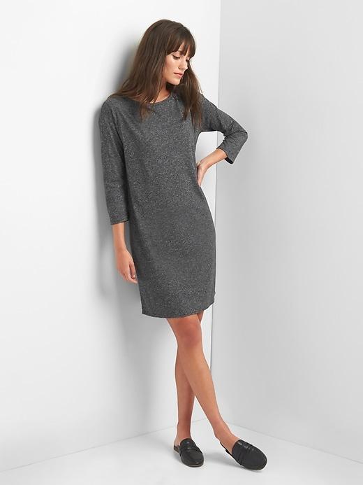 Gap Three Quarter Sleeve T Shirt Dress - Charcoal Heather