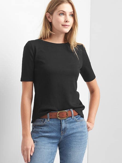 Gap Women Ponte V Neck Tee - Black