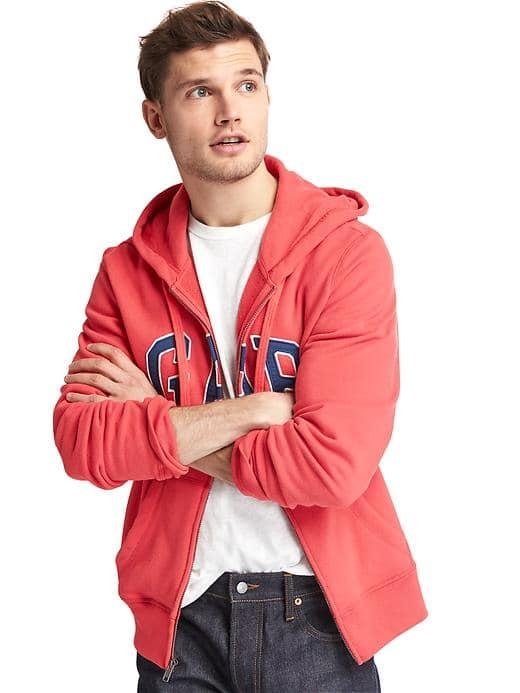 Gap Men French Terry Logo Zip Hoodie - Weathered Red