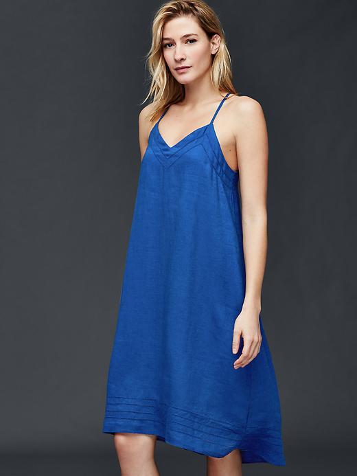Gap Women Linen Cami Dress - Blue Edge