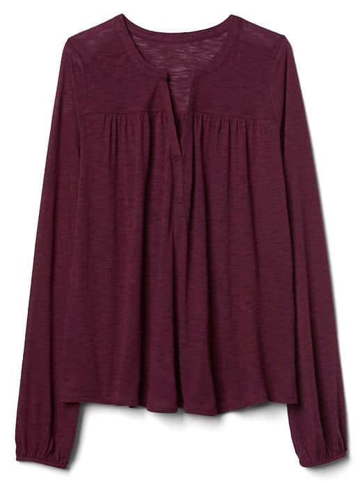 Gap Women Drapey Split Neck Top - Tuscan Red