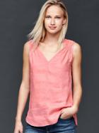 Gap Women Shirred Linen Tank - Promenade Pink