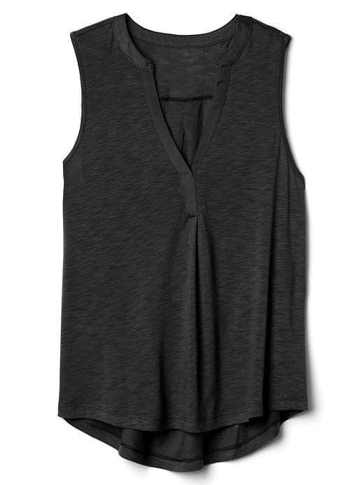 Gap Women Drapey Split Neck Tank - True Black