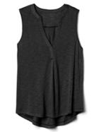 Gap Women Drapey Split Neck Tank - True Black