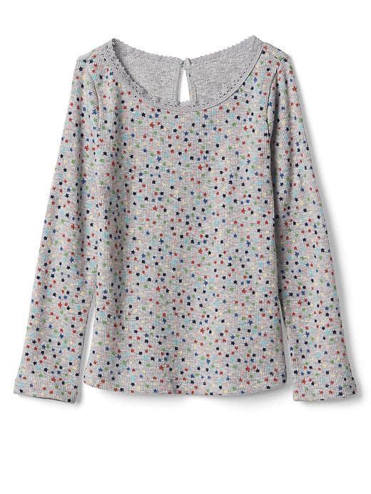 Gap Lace Trim Ribbed Tee - Scattered Stars