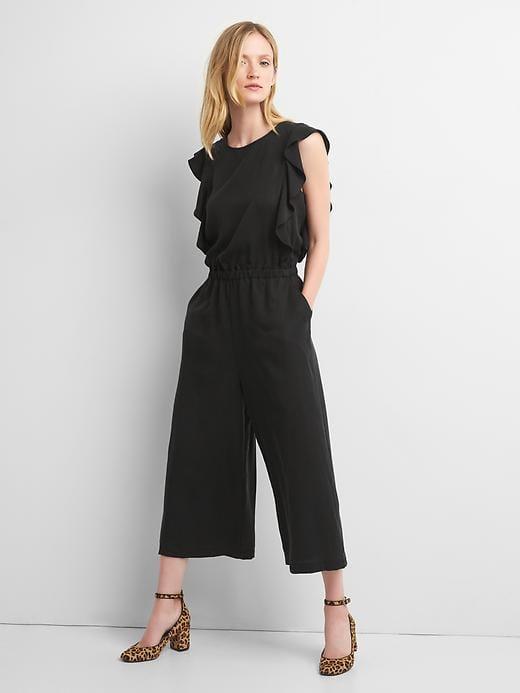 Gap Women Flutter Sleeve Culotte Jumpsuit - True Black