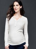 Gap Ribbed Henley Top - New Off White