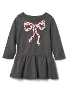 Gap Bow Intarsia Drop Waist Dress - Heather Grey