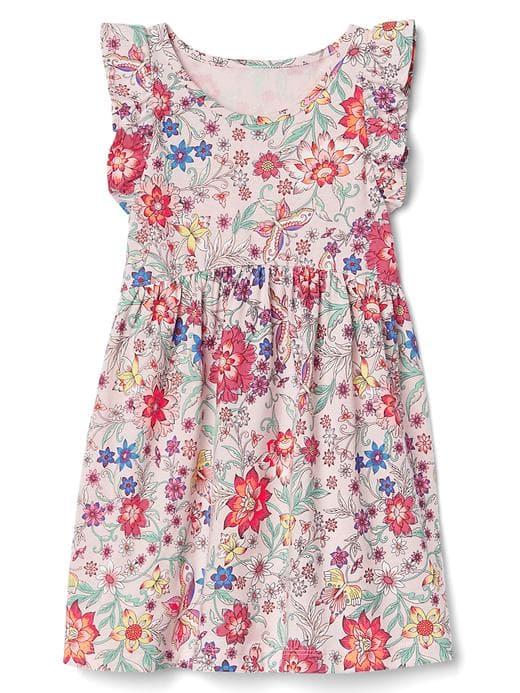 Gap Print Flutter Dress - Pink Graphic Floral