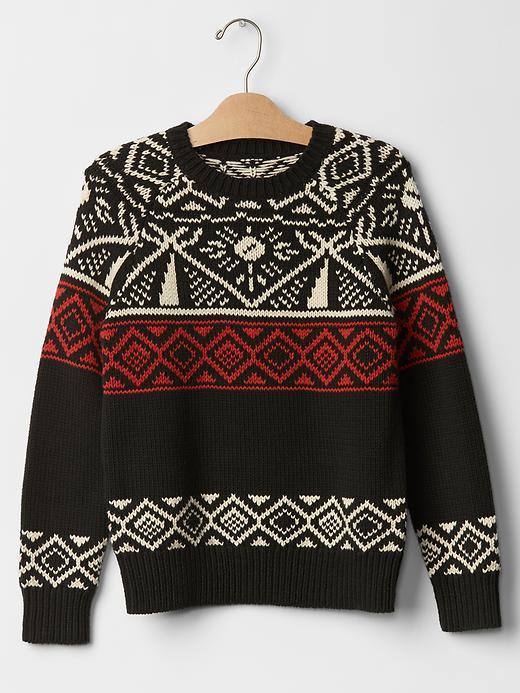 Gap Fair Isle Raglan Sweater - Deep Winter Forest