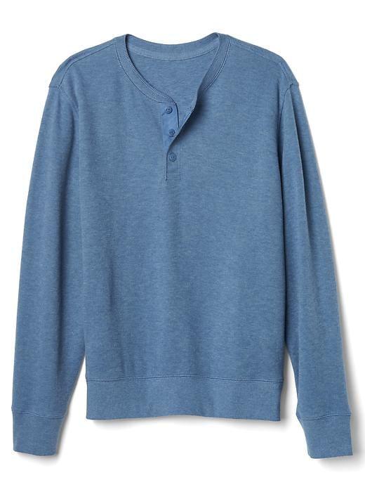 Gap Men French Rib Knit Henley - Light Heather Blue