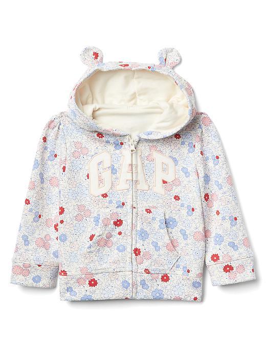 Gap Logo Floral Bear Zip Hoodie - Ivory Frost