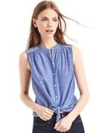 Gap Women Diamond Embroidery Sleeveless Shirt - Blue