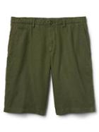Gap Men Garment Dye Linen Cotton Shorts 12 - Army Jacket Green