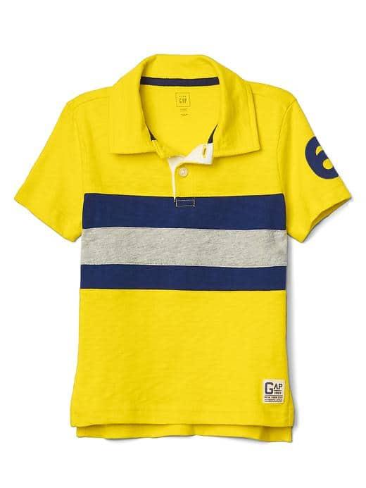 Gap Chest Stripe Slub Polo - Yellow Twist