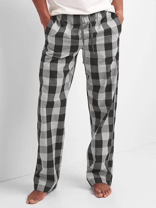 Gap Men Plaid Twill Pj Pants - Buffalo Check Htr Grey
