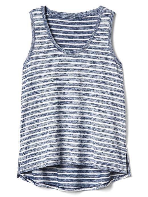 Gap Women Stripe Softspun Scoopneck Tank - Navy Stripe