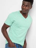Gap Men Essential V Neck Tee - Light Green Heather