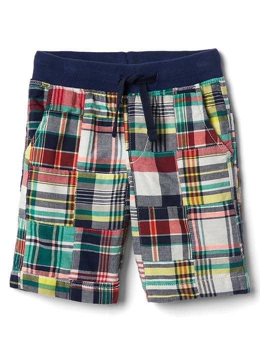 Gap Patchwork Plaid Pull On Shorts - Elysian Blue