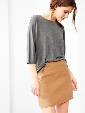 Gap Women Wool Zip Pocket Skirt - Camel