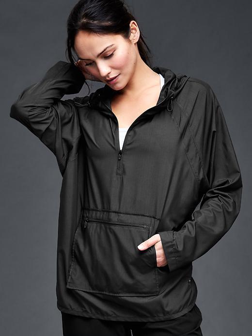 Gap Women Packable Half Zip Anorak Jacket - True Black
