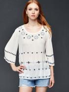Gap Women Embroidered Bell Sleeve Blouse - Off White