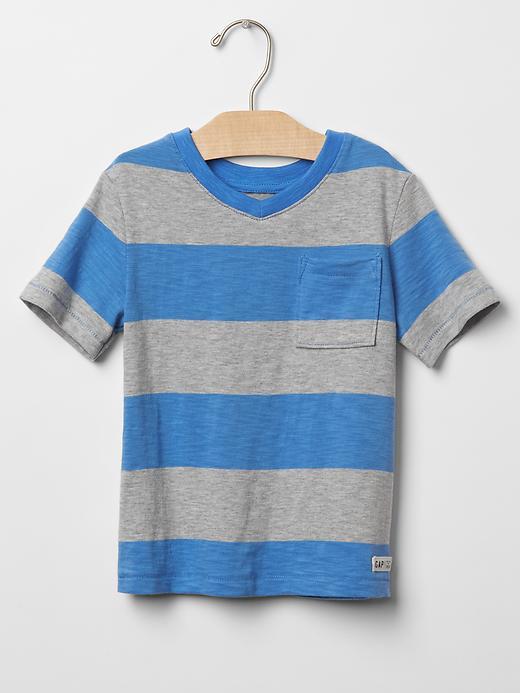 Gap Bold Stripe Pocket Tee - Tile Blue