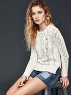 Gap Women Side Slit Pointelle Pullover Sweater - New Off White