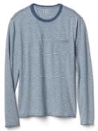 Gap Men Indigo Pinstripe Long Sleeve Tee - Light Blue