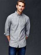 Gap Men Clean Chambray Slim Fit Shirt - Slate Grey