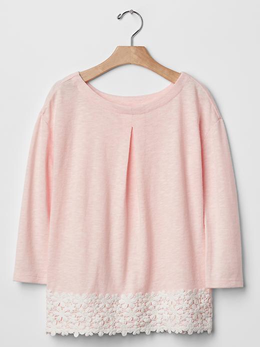 Gap Floral Lace Border Top - Pink Cameo