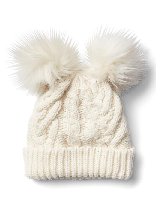 Gap Cable Knit Pom Pom Beanie - Ivory Frost