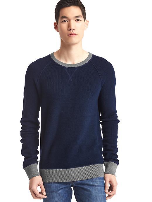 Gap Men Softspun Knit Ringer Pullover - Navy
